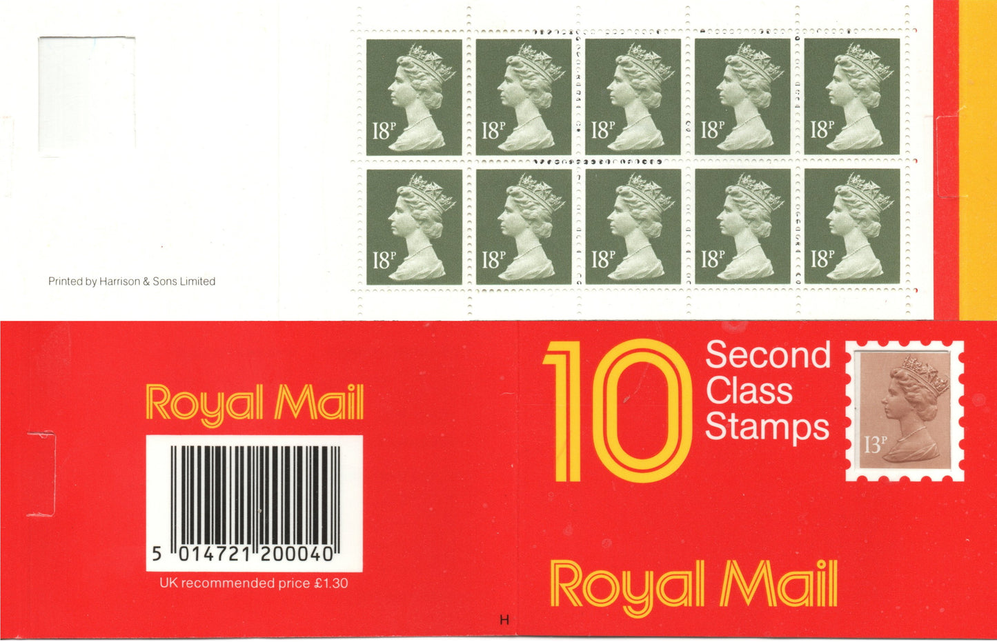 Booklet -1987 Great Britain 10 x 1st Class (18p at the time) U/M MNH SG GO1