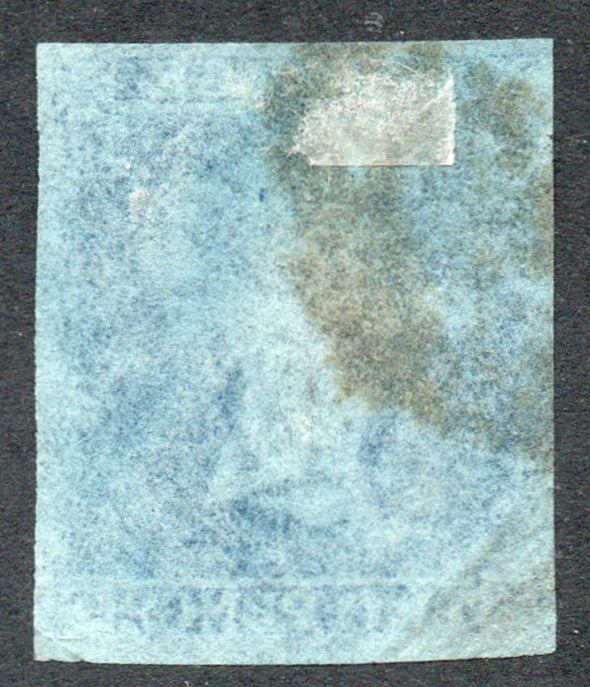 GB QV 1855 2d Blue SG14q Very Thin Paper, Good Margins (G - C) (LPS109)