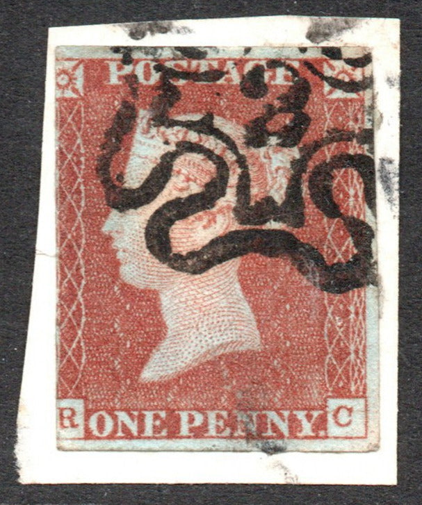 GB QV 1841 1d Red SG8m with No 2 in Maltese Cross on small piece (R - C) (LPS112)