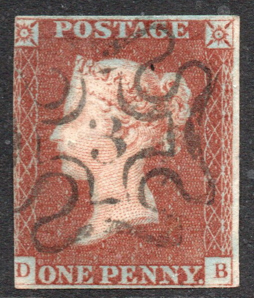 GB QV 1841 1d Red SG8m with No 3 in Maltese Cross (D - B)