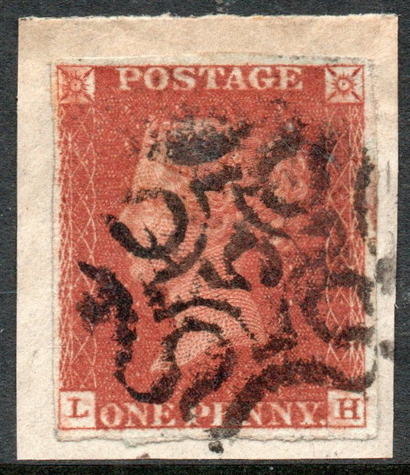 GB QV 1841 1d Red SG8m with No 5 in Maltese Cross on small piece. L - H