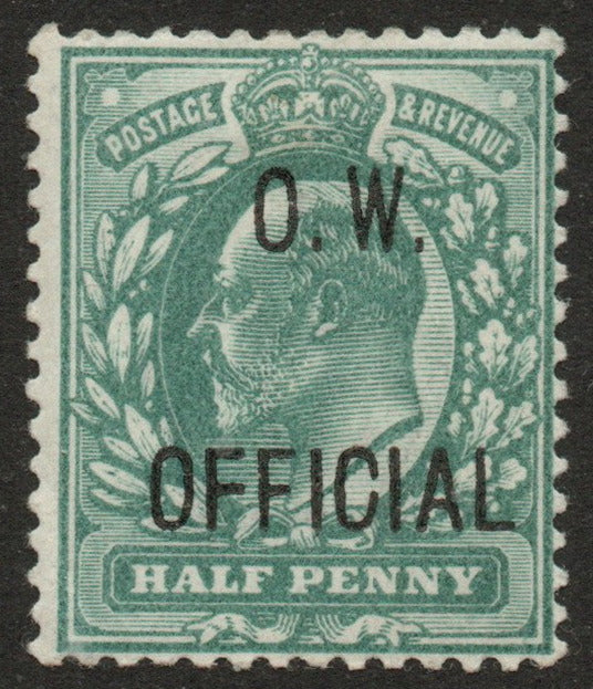 GB KEVII 1902 SGO36 Office of Works ½d Blue-Green VLMM