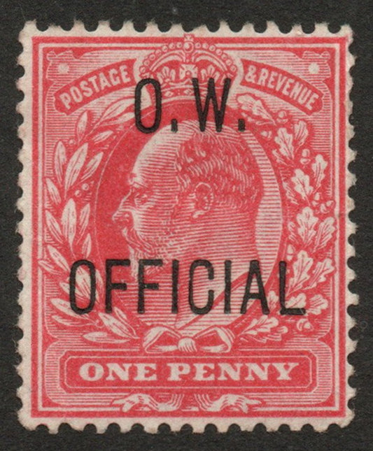 GB KEVII 1902 SGO37 Office of Works 1d Scarlet U/M