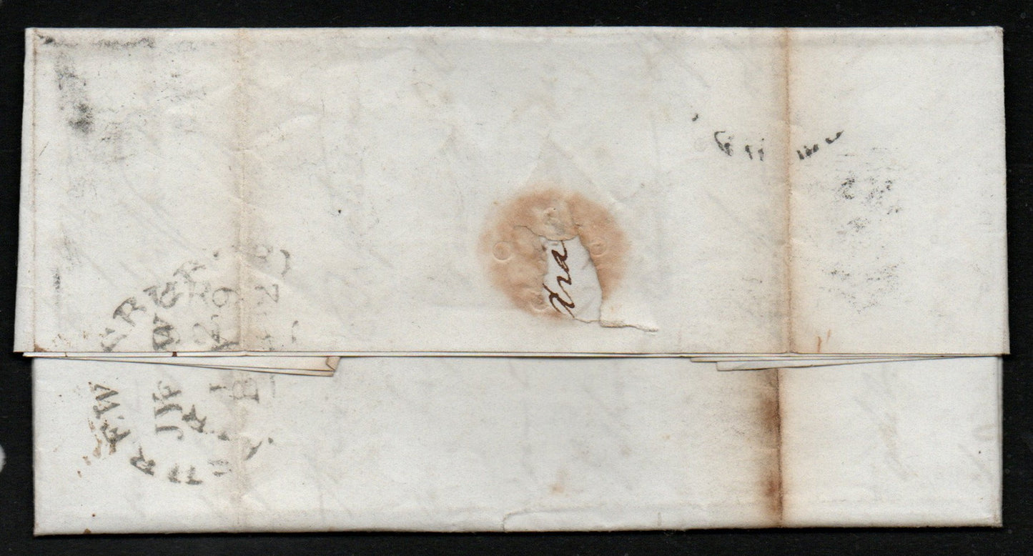 GB Line Engraved 20th July 1842 Entire Addressed to Shrewsbury bearing Penny Black SG3 Plate 2 AS15 (T - A) tied with Light Black M/C (LPS27)