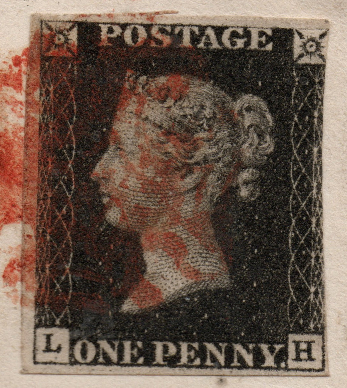 GB Line Engraved Penny Black SG1 Plate 5 on envelope addressed to The Pay Office, Whitehall. More details below.(LPS28)
