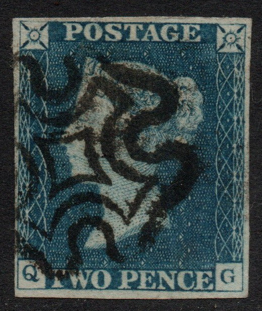 GB Line Engraved SG4 2d Blue Plate 1 Full Black M/C (Q-G) 4 Margins (LPS31)