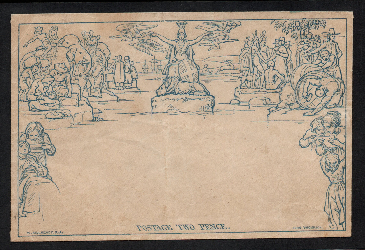 1840 GB QV 2d Unused Mulready Envelope (LPS3)