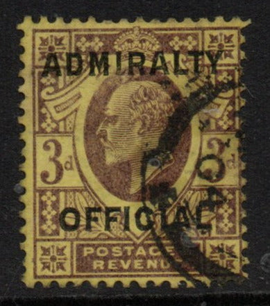 GB 1913 K Edw VII  SGO112 3d Dull Purple/Orange Yellow Admiralty Official Good Used