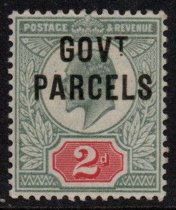GB 1902 K Edw VII  SGO75 2d Yellowish Green & Carmine Red Government Parcels Unmounted Mint