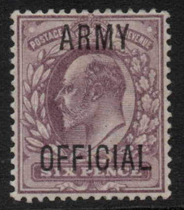GB 1902 K Edw VII  SGO50 6d  Dull Purple Army Official Mounted Mint (LPS48)