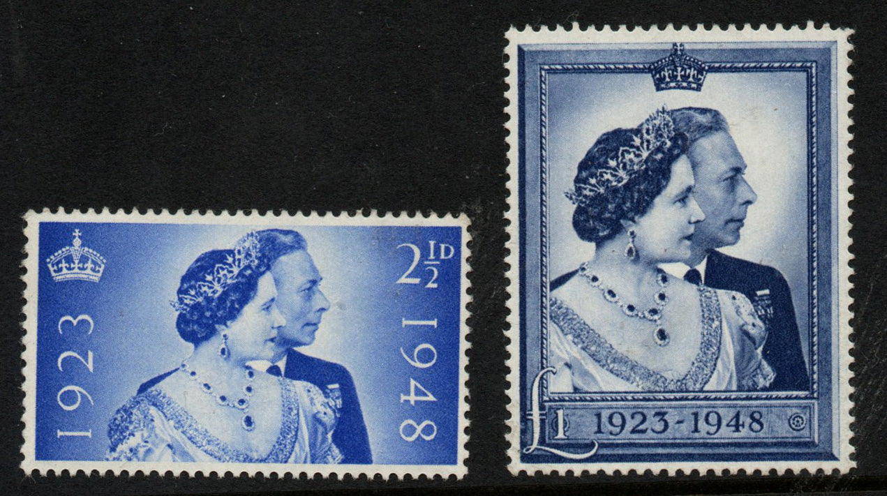 GB 1948 George VI Royal Silver Wedding set of 2 stamps SG493-494 Unmounted Mint MNH