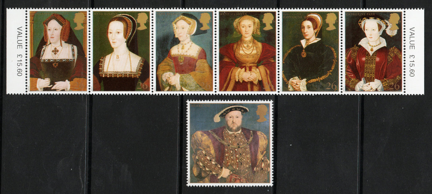 II SG1965-1971 Henry VIII & Wives SG 1965-1971 THE GREAT TUDORS Se-Tenant Queens U/M