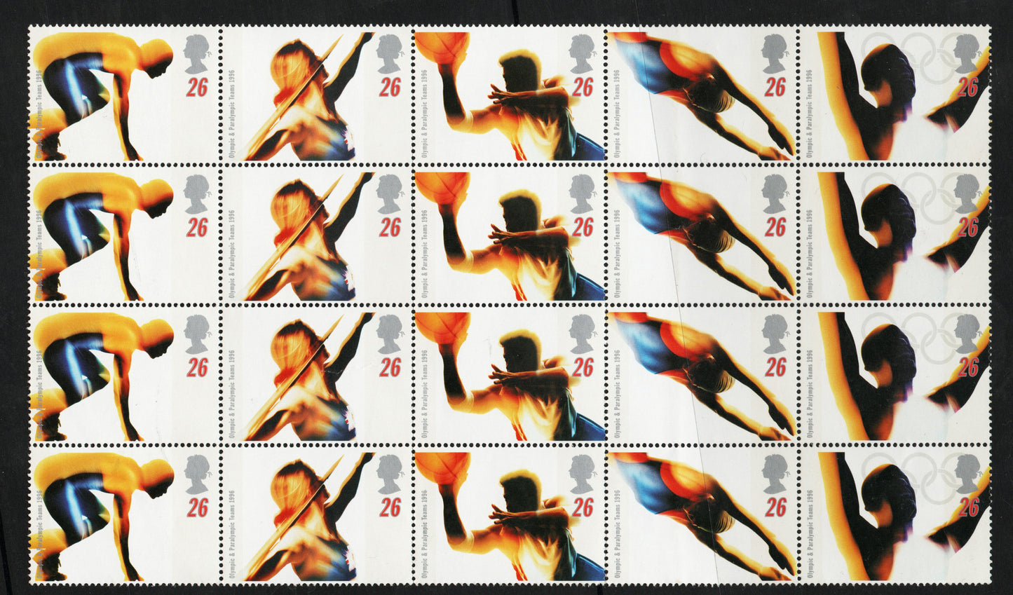 GB QEII SG1930-94 Olympic and Paralympic Games 4x Se-Tenant Strips Unfolded, U/M. Less than Face Value