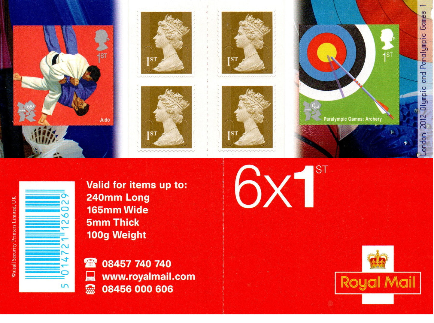 GB QEII 2010 Olympics & Paralympics. S/A Booklet PM21 6 x 1st Class U/M MNH