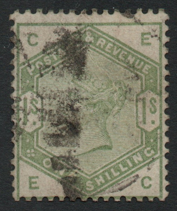 1884 QV 1/- Green SG196 Dull Green Fine Used (E-C)