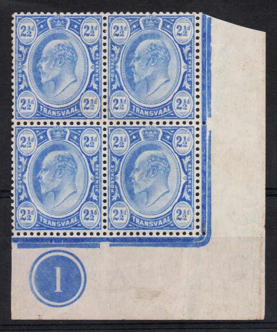 1905-09 KEVII MCA Transvaal SG276 2½d Blk 4 Plate 1 VLMM (RW1353)