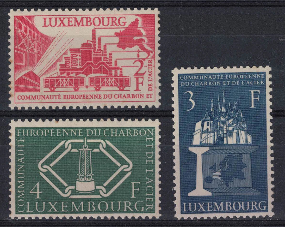 1956 Luxembourg Coal and Steel set of 3. SG606-08 U/M slight Toning (RW936)