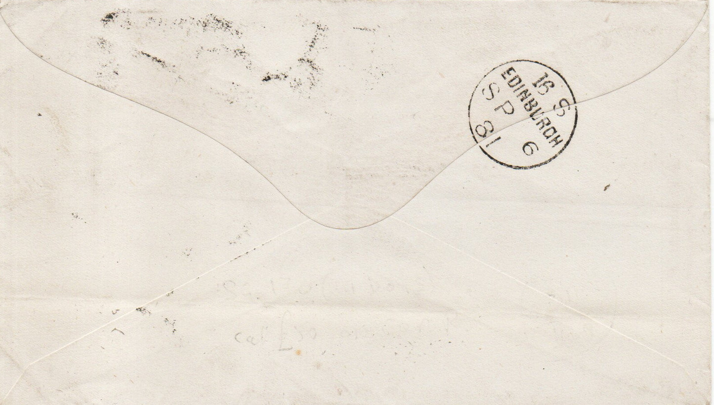 GB QV 1881 SG170 14 dots 1d Lilac on Cover Glasgow-Edinburgh (SF25)
