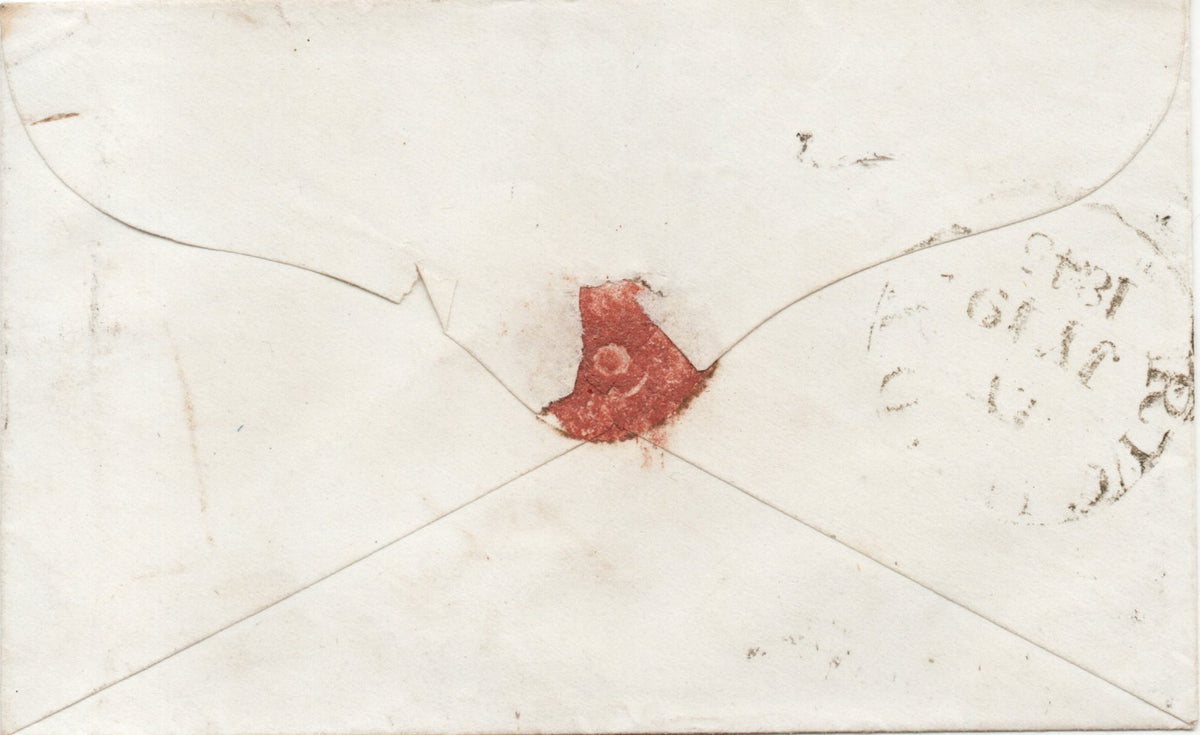 GB 1843 Small Envelope Hounslow-Cornwall with Richmond 1d Paid H/Stamp (SF28)