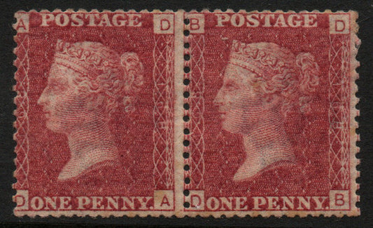 1864 GB QV Line Engraved SG43/44 Plate 168 Horizontal Pair U/M