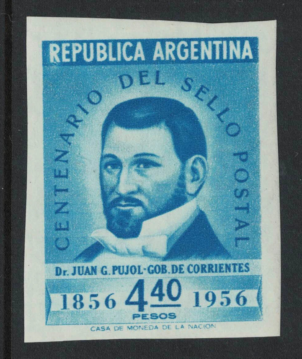 1956 Argentina Centenary of 1st Postage Stamp 4p40 IMPERF Proof as SG888