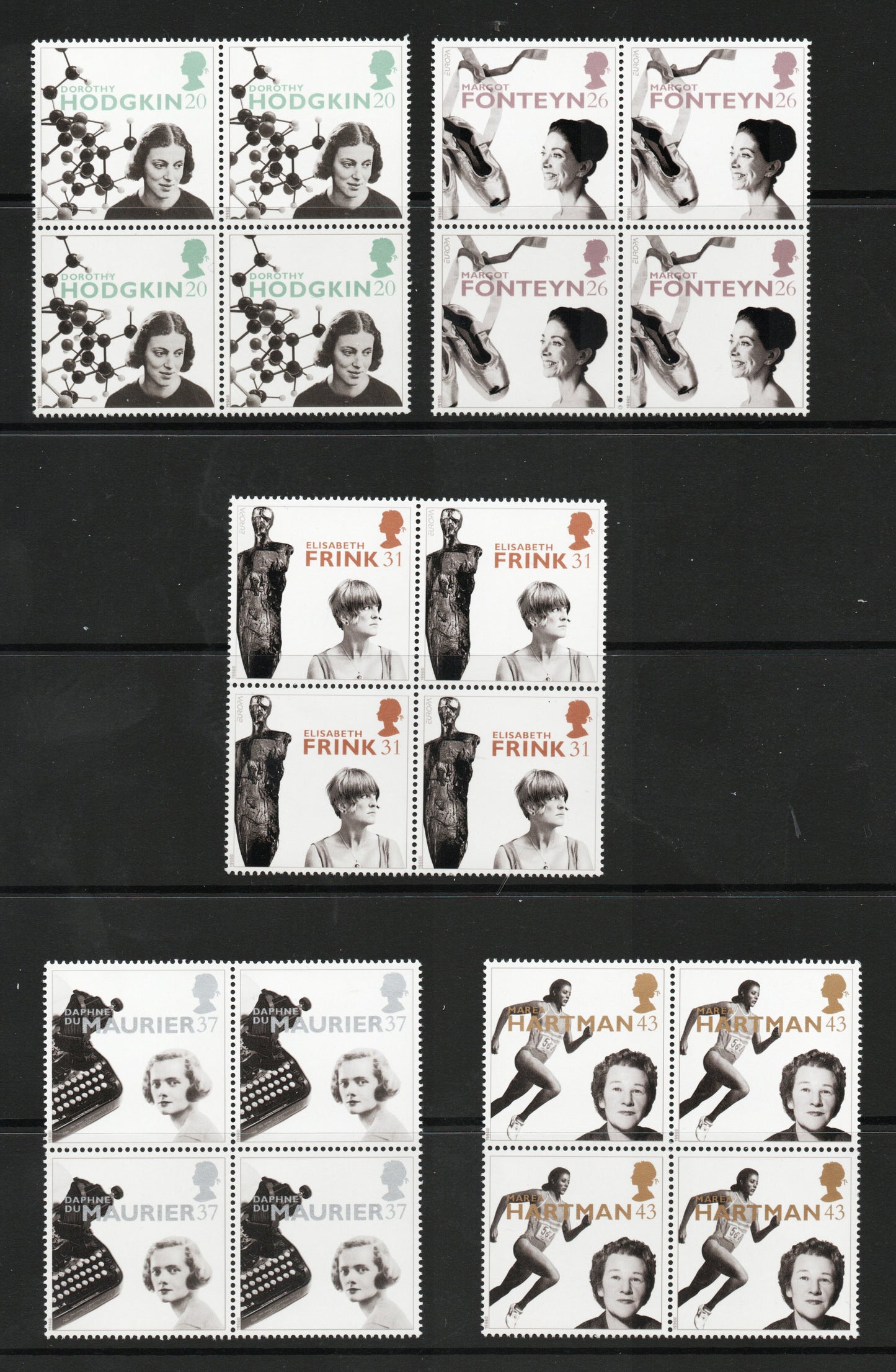 1996 Famous Women SG1935-1939 in Blocks of 4 U/M @Less than Face Val (TT125)