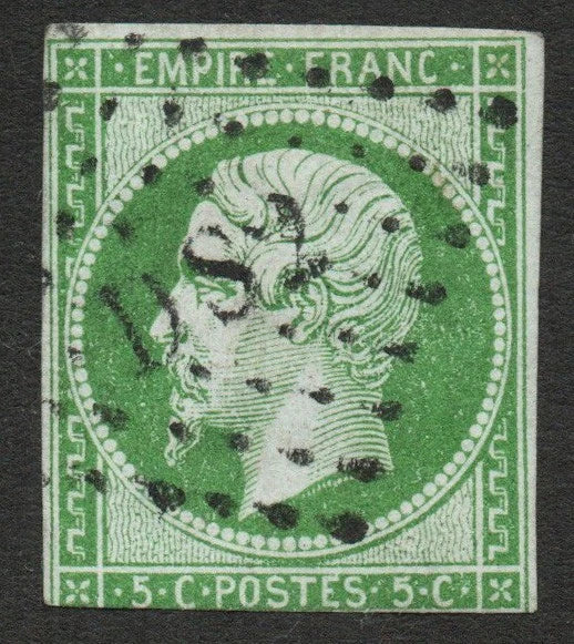 1853 France SG45 5c Green. Clean Stamp Clean Back