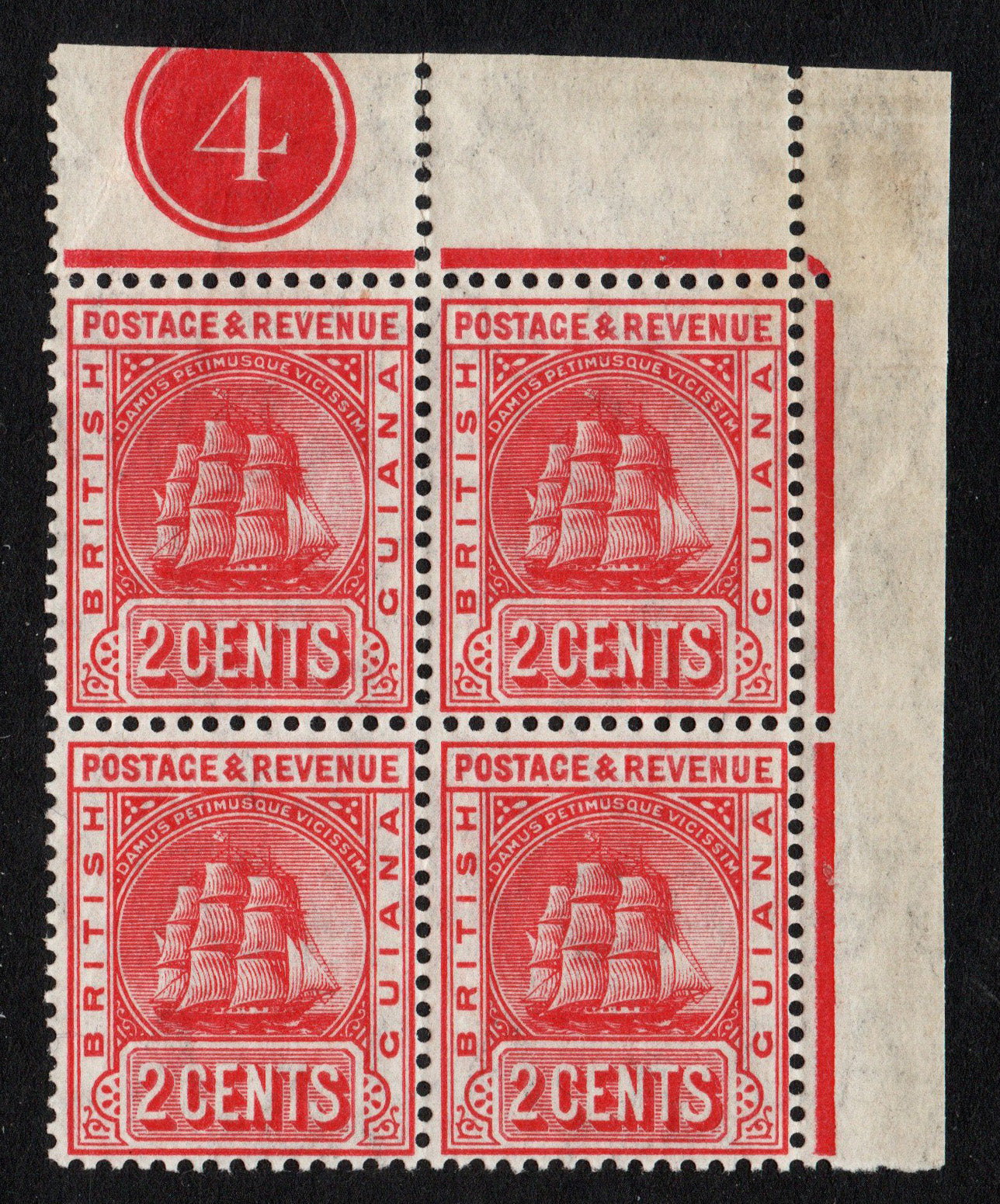 1907 British Guyana SG253 2c Rose 1st Issue Wmk Crown CA U/M Gum wrinkles