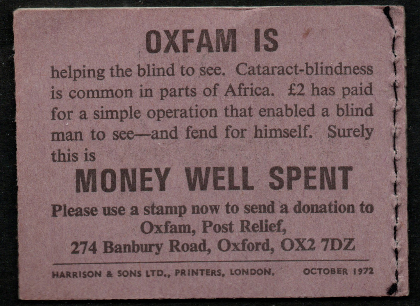 GB 1972 (Taxi Cab) Booklet DH48 Missing Phosphor from 1st Pane (X851Ley) (TT390)