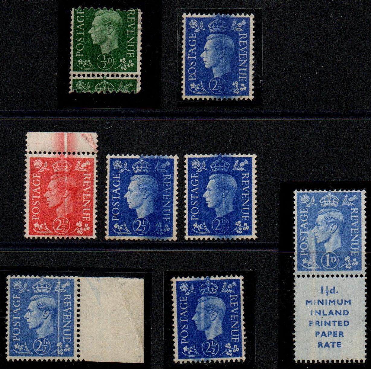 GB Selection of KGVI Blade/Perf errors all Mint (TT403)