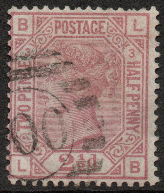GB 1873 QV SG139 2½d Rosy Mauve (White Paper) Wmk Anchor Plate 3 (L-B)