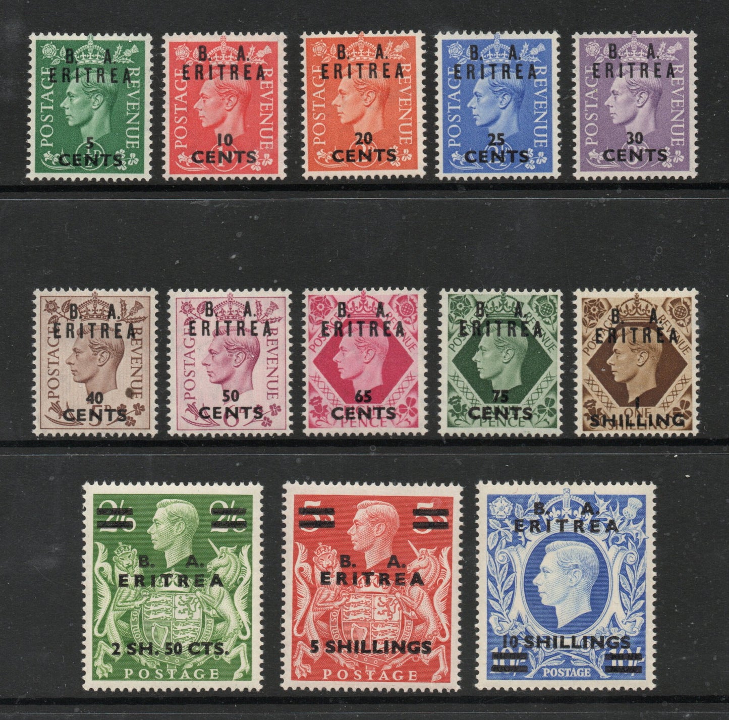 GB Agencies 1950 KGVI B.A. Eritrea SGE13-E25 Unmounted Mint MNH