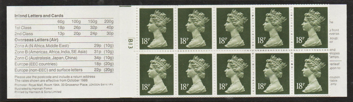 1988 GB Booklet FL13a Recipes cylinder B13 U/M (TT796)