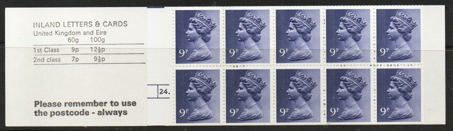 1977 GB Booklet FG1a No theme cylinder 24dot U/M (TT803)
