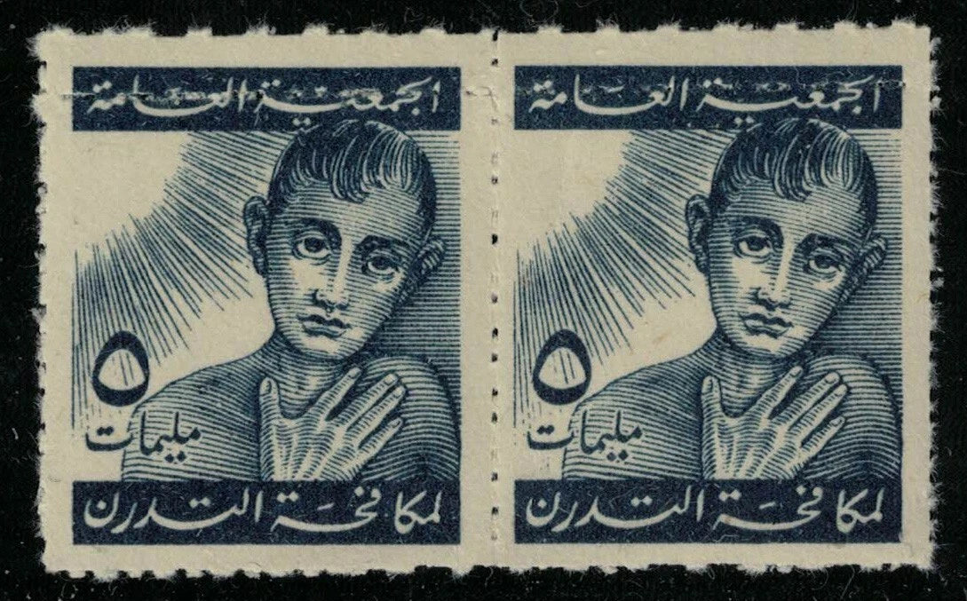 C1960 Egypt Anti TB Label with Roulette Perforations Doubled U/M