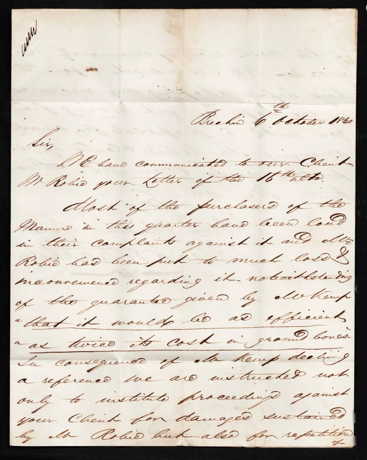 GB QV 6th Oct 1840 SG1 Plate 6 A-F on entire Brechin to Poole F/U (AM1059)