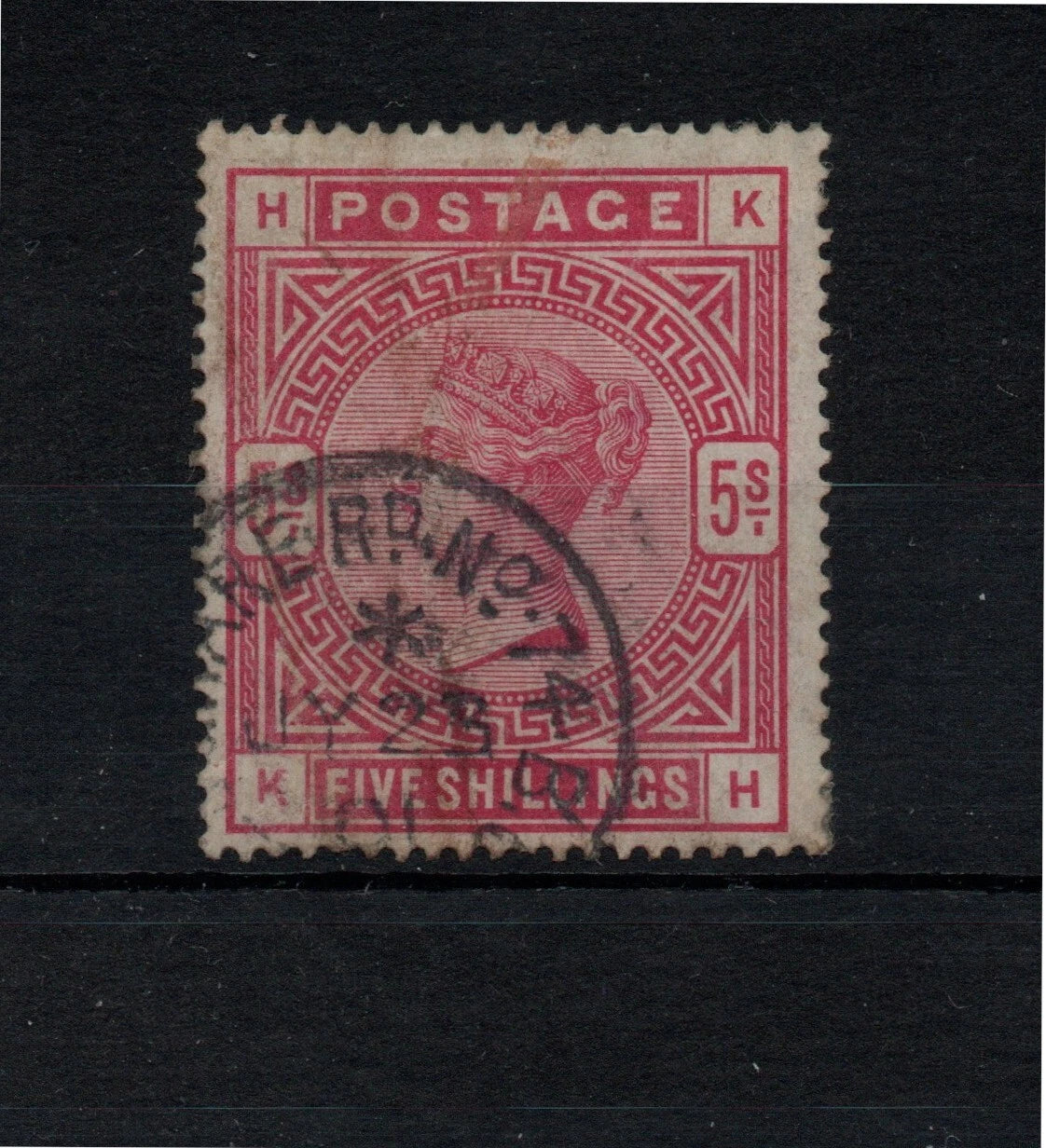 GB 1883 QV SG180 5/- Rose Wmk Anchor K-H