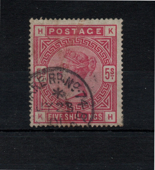GB 1883 QV SG180 5/- Rose Wmk Anchor K-H