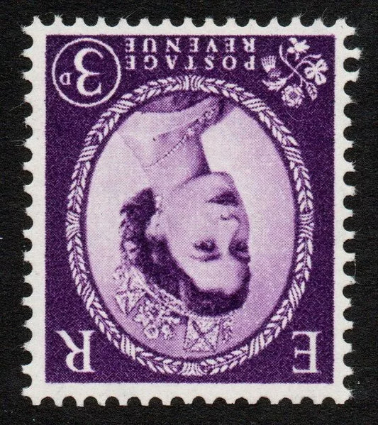 GB 1958 QEII SG592wi Graphite 3d Deep Lilac Watermark Inverted U/M (AM609)