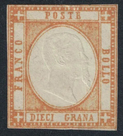 Italy c1861 King Victor Emmanuel Embossed Imperf 10c Bistre VLMM