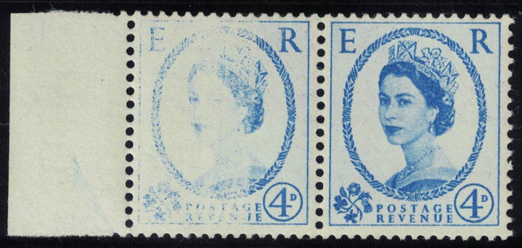 1952-4 GB Great Britain SG521 4d Ultra Wilding Blade Flaw/Dry Print Error U/M