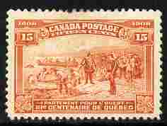 Canada 1908 Tercentenary 15c browm-orange mounted mint but small thin, fairly well centred SG 194
