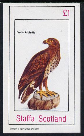 Bernera 1982 Birds #44 (Falcon) imperf souvenir sheet (£1 value)unmounted mint
