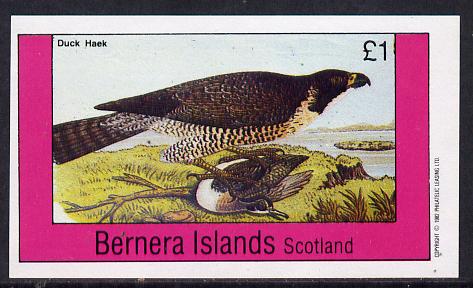 Bernera 1982 Duck Hawk imperf souvenir sheet (£1 value) unmounted mint