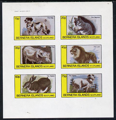 Bernera 1982 Animals (Dog, Lion, Sheep, etc) imperf set of 6 values (15p to 75p) unmounted mint