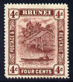 Brunei 1924-37 River Scene Script CA 4c maroon mounted mint SG 64