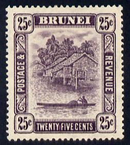 Brunei 1924-37 River Scene Script CA 25c slate-purple mounted mint SG 75