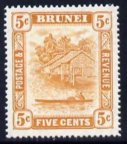 Brunei 1947-51 River Scene Script CA 5c orange mounted mint SG 82