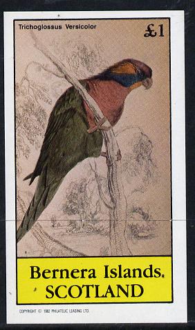 Bernera 1982 Parrots imperf souvenir sheet (£1 value) unmounted mint
