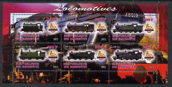 Djibouti 2013 British Steam Locomotives #2 perf sheetlet containing 6 values unmounted mint